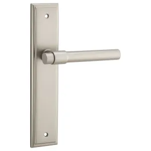 Helsinki Lever Stepped Backplate Satin Nickel by Iver, a Door Hardware for sale on Style Sourcebook