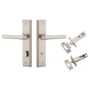 Helsinki Lever Stepped Backplate Privacy Kit w Privacy Turn Satin Nickel by Iver, a Door Hardware for sale on Style Sourcebook