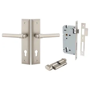 Helsinki Lever Stepped Backplate Entrance Kit w High Security Lock Satin Nickel by Iver, a Door Hardware for sale on Style Sourcebook
