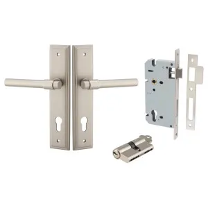 Helsinki Lever Stepped Backplate Entrance Kit w High Security Lock Satin Nickel by Iver, a Door Hardware for sale on Style Sourcebook