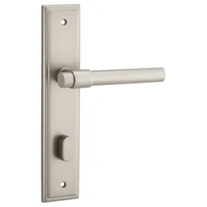 Helsinki Lever Stepped Backplate Satin Nickel by Iver, a Door Hardware for sale on Style Sourcebook