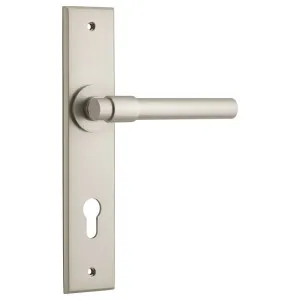 Helsinki Lever Satin Nickel Chamfered Backplate by Iver, a Door Hardware for sale on Style Sourcebook
