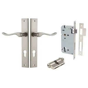 Stirling Lever Rectangular Backplate Entrance Kit w High Security Lock Satin Nickel by Iver, a Door Hardware for sale on Style Sourcebook