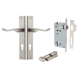 Stirling Lever Rectangular Backplate Entrance Kit w High Security Lock Satin Nickel by Iver, a Door Hardware for sale on Style Sourcebook