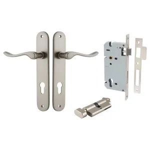 Stirling Lever Oval Backplate Entrance Kit w High Security Lock Satin Nickel by Iver, a Door Hardware for sale on Style Sourcebook