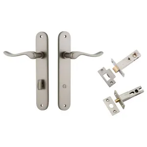 Stirling Lever Oval Backplate Privacy Kit w Privacy Turn Satin Nickel by Iver, a Door Hardware for sale on Style Sourcebook