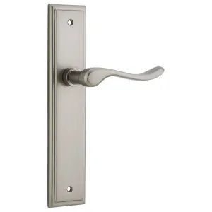 Stirling Lever Stepped Backplate Satin Nickel by Iver, a Door Hardware for sale on Style Sourcebook