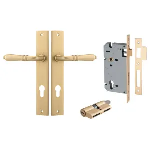 Sarlat Lever Rectangular Backplate Entrance Kit w High Security Lock Brushed Brass by Iver, a Door Hardware for sale on Style Sourcebook