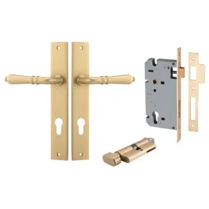 Sarlat Lever Rectangular Backplate Entrance Kit w High Security Lock Brushed Brass by Iver, a Door Hardware for sale on Style Sourcebook