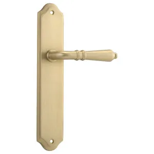 Sarlat Lever Shouldered Backplate Brushed Brass by Iver, a Door Hardware for sale on Style Sourcebook