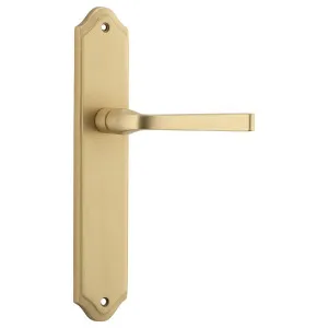 Annecy Lever Shouldered Backplate Brushed Brass by Iver, a Door Hardware for sale on Style Sourcebook