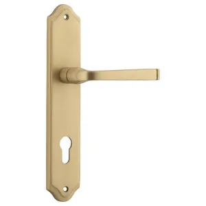 Annecy Lever Shouldered Backplate Brushed Brass by Iver, a Door Hardware for sale on Style Sourcebook