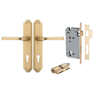 Annecy Lever Shouldered Backplate Entrance Kit w High Security Lock Brushed Brass by Iver, a Door Hardware for sale on Style Sourcebook