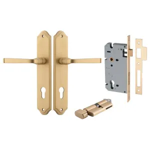 Annecy Lever Shouldered Backplate Entrance Kit w High Security Lock Brushed Brass by Iver, a Door Hardware for sale on Style Sourcebook
