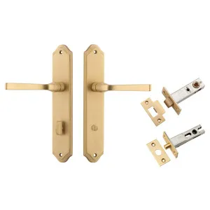 Annecy Lever Shouldered Backplate Privacy Kit w Privacy Turn Brushed Brass by Iver, a Door Hardware for sale on Style Sourcebook