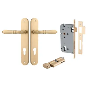 Sarlat Lever Oval Backplate Entrance Kit w High Security Lock Brushed Brass by Iver, a Door Hardware for sale on Style Sourcebook