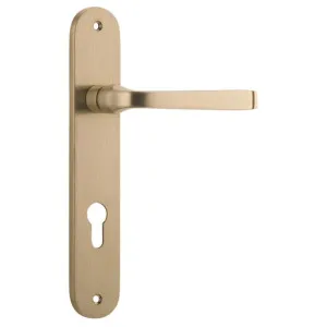 Annecy Oval 85mm Euro Lever Set Brushed Brass by Iver, a Door Hardware for sale on Style Sourcebook