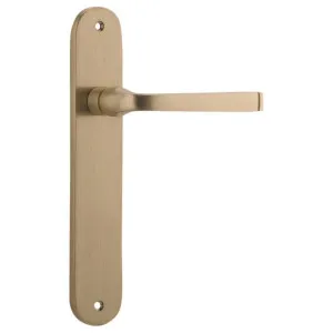 Annecy Lever Oval Backplate Brushed Brass by Iver, a Door Hardware for sale on Style Sourcebook