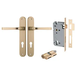 Annecy Lever Oval Backplate Entrance Kit w High Security Lock Brushed Brass by Iver, a Door Hardware for sale on Style Sourcebook