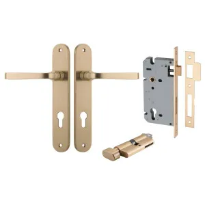 Annecy Lever Oval Backplate Entrance Kit w High Security Lock Brushed Brass by Iver, a Door Hardware for sale on Style Sourcebook