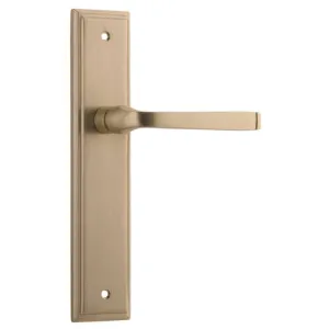 Annecy Lever Stepped Backplate Brushed Brass by Iver, a Door Hardware for sale on Style Sourcebook