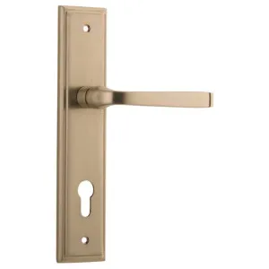 Annecy Lever Stepped Backplate Brushed Brass by Iver, a Door Hardware for sale on Style Sourcebook