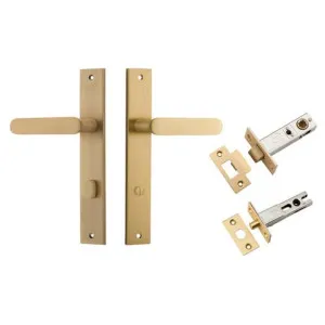 Bronte Lever Rectangular Backplate Privacy Kit w Privacy Turn Brushed Brass by Iver, a Door Hardware for sale on Style Sourcebook