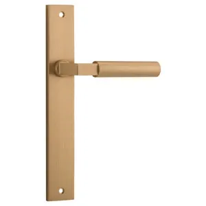 Berlin Lever Brushed Brass Rectangular Backplate by Iver, a Door Hardware for sale on Style Sourcebook