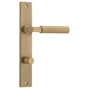 Berlin Lever Brushed Brass Rectangular Backplate by Iver, a Door Hardware for sale on Style Sourcebook
