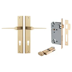 Como Lever Rectangular Backplate Entrance Kit w High Security Lock Brushed Brass by Iver, a Door Hardware for sale on Style Sourcebook