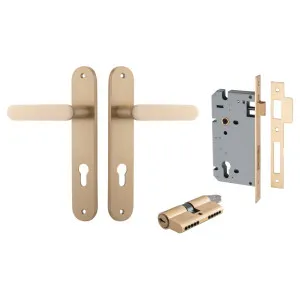 Bronte Lever Oval Backplate Entrance Kit w High Security Lock Brushed Brass by Iver, a Door Hardware for sale on Style Sourcebook