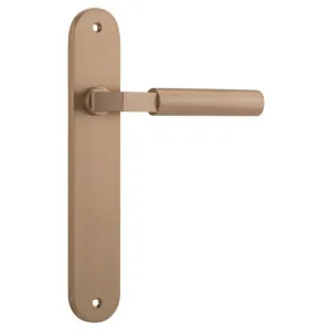 Berlin Lever Brushed Brass Oval Backplate by Iver, a Door Hardware for sale on Style Sourcebook