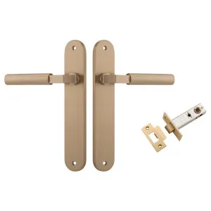 Berlin Lever Oval Backplate Passage Kit Brushed Brass by Iver, a Door Hardware for sale on Style Sourcebook