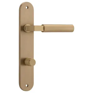 Berlin Lever Brushed Brass Oval Backplate by Iver, a Door Hardware for sale on Style Sourcebook