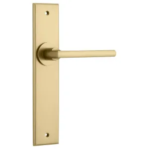 Baltimore Lever Brushed Brass Chamfered Backplate by Iver, a Door Hardware for sale on Style Sourcebook