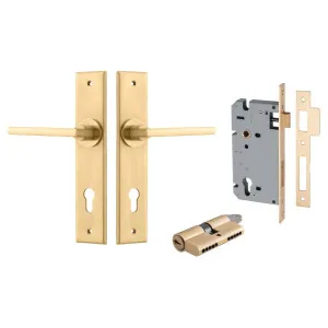 Baltimore Lever Chamfered Backplate Entrance Kit w High Security Lock Brushed Brass by Iver, a Door Hardware for sale on Style Sourcebook