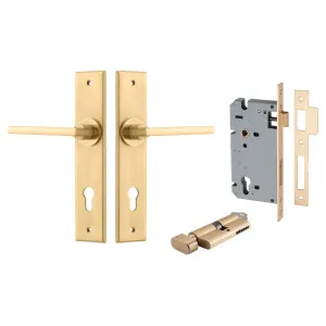 Baltimore Lever Chamfered Backplate Entrance Kit w High Security Lock Brushed Brass by Iver, a Door Hardware for sale on Style Sourcebook