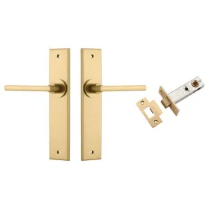 Baltimore Lever Chamfered Backplate Passage Kit Brushed Brass by Iver, a Door Hardware for sale on Style Sourcebook