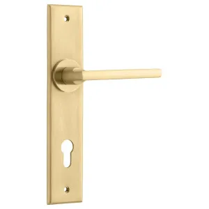 Baltimore Lever Brushed Brass Chamfered Backplate by Iver, a Door Hardware for sale on Style Sourcebook