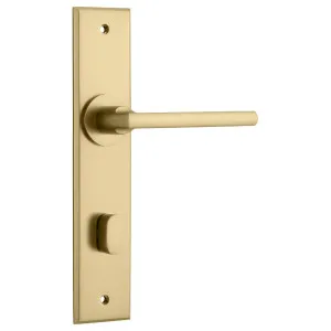 Baltimore Lever Brushed Brass Chamfered Backplate by Iver, a Door Hardware for sale on Style Sourcebook