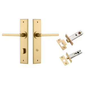 Baltimore Lever Chamfered Backplate Privacy Kit w Privacy Turn Brushed Brass by Iver, a Door Hardware for sale on Style Sourcebook