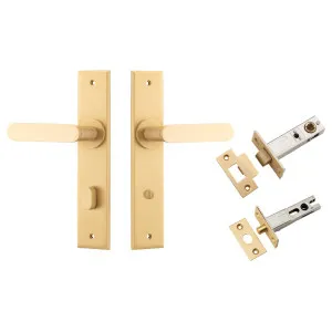 Bronte Lever Chamfered Backplate Privacy Kit w Privacy Turn Brushed Brass by Iver, a Door Hardware for sale on Style Sourcebook