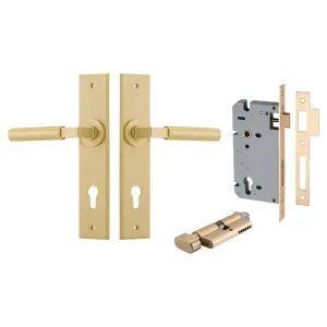Berlin Lever Chamfered Backplate Entrance Kit w High Security Lock Brushed Brass by Iver, a Door Hardware for sale on Style Sourcebook