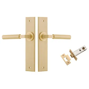 Berlin Lever Chamfered Backplate Passage Kit Brushed Brass by Iver, a Door Hardware for sale on Style Sourcebook