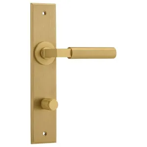 Berlin Lever Brushed Brass Chamfered Backplate by Iver, a Door Hardware for sale on Style Sourcebook