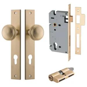 Paddington Knob Rectangular Backplate Entrance Kit w High Security Lock Brushed Brass by Iver, a Door Hardware for sale on Style Sourcebook