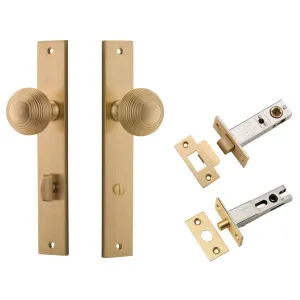 Guildford Knob Rectangular Backplate Privacy Kit w Privacy Turn Brushed Brass by Iver, a Door Hardware for sale on Style Sourcebook