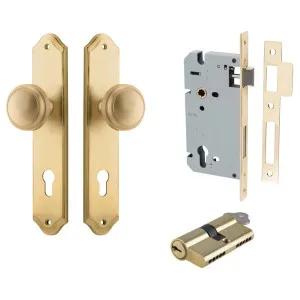 Paddington Knob Shouldered Backplate Entrance Kit w High Security Lock Brushed Brass by Iver, a Door Hardware for sale on Style Sourcebook