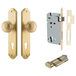 Paddington Knob Shouldered Backplate Entrance Kit w High Security Lock Brushed Brass by Iver, a Door Hardware for sale on Style Sourcebook