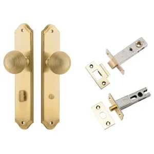 Guildford Knob Shouldered Backplate Privacy Kit w Privacy Turn Brushed Brass by Iver, a Door Hardware for sale on Style Sourcebook